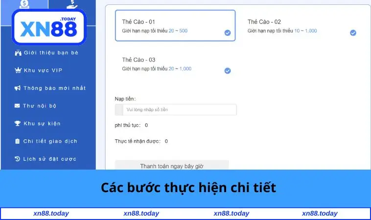 Các bước thực hiện chi tiết