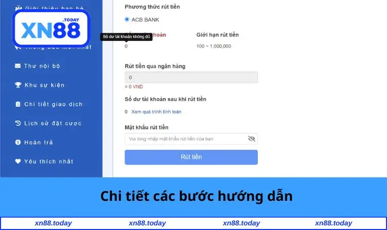 Rút Tiền XN88 1 Chi tiết các bước hướng dẫn