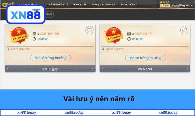 Xổ Số XN88 3 Vài lưu ý nên nắm rõ